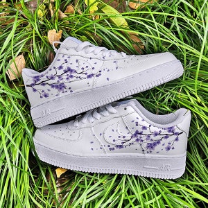 Lilac Cherry Blossom Iron On Patches For Custom Air Force Ones, Heat Transfer Light Purple Cherry Blossom Stickers For Shoes Decal