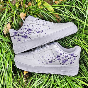 Lilac Cherry Blossom Iron On Patches For Custom Air Force Ones, Heat Transfer Light Purple Cherry Blossom Stickers For Shoes Decal