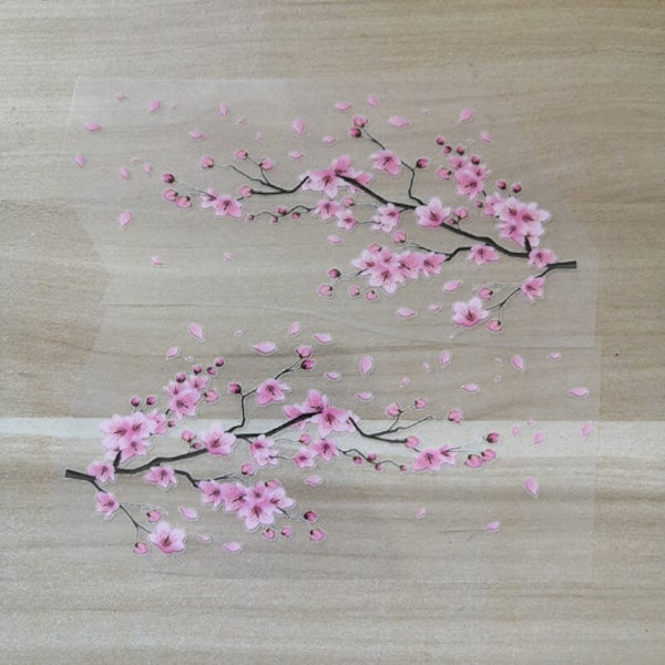 Pink Cherry Blossom Iron On Patches For Custom Shoes, Heat Transfer Cherry Blossom Stickers For Shoes Decal