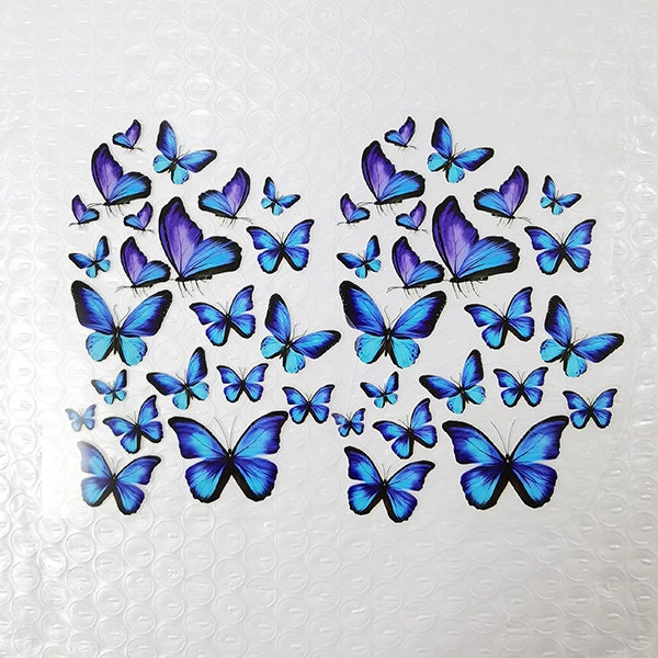 Various Small Blue Butterfly Iron On Patches For Custom Shoes, HTV Blue Butterfly Stickers For Shoes Decal, Small Butterflies for Kid Shoes