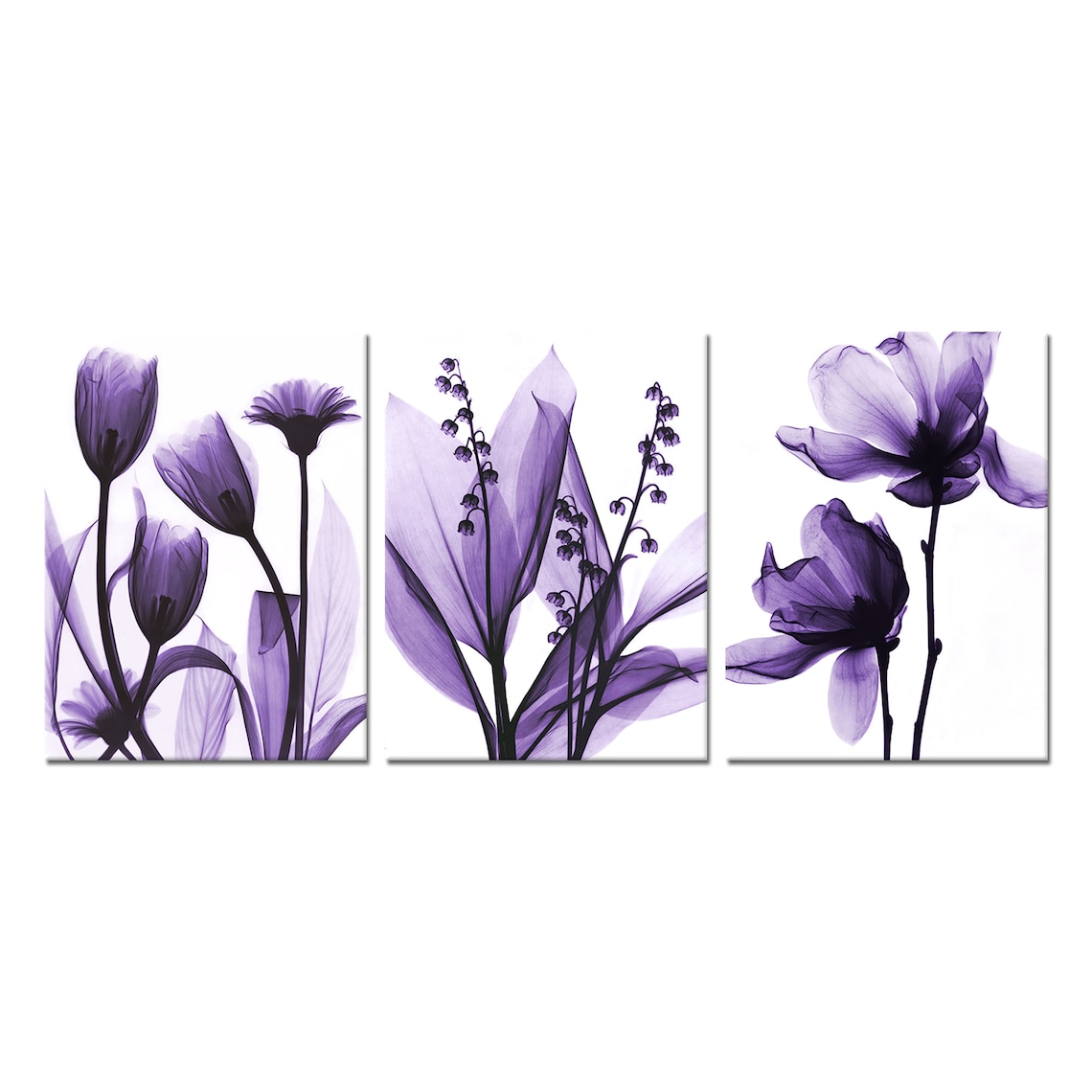 Flower Canvas Wall Art Blue Elegant Transparent Flowers Canvas Etsy