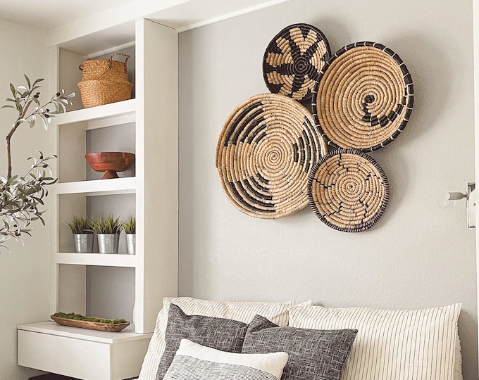 Set of 5 Boho Wall Hanging Baskets Etsy