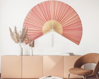 Bamboo Folding Wall Fan Décor, Giant Bamboo Fan Headboard with Tassel, Oriental Wall Fan, Decorative Hanging Fan For Living Room or Bedroom