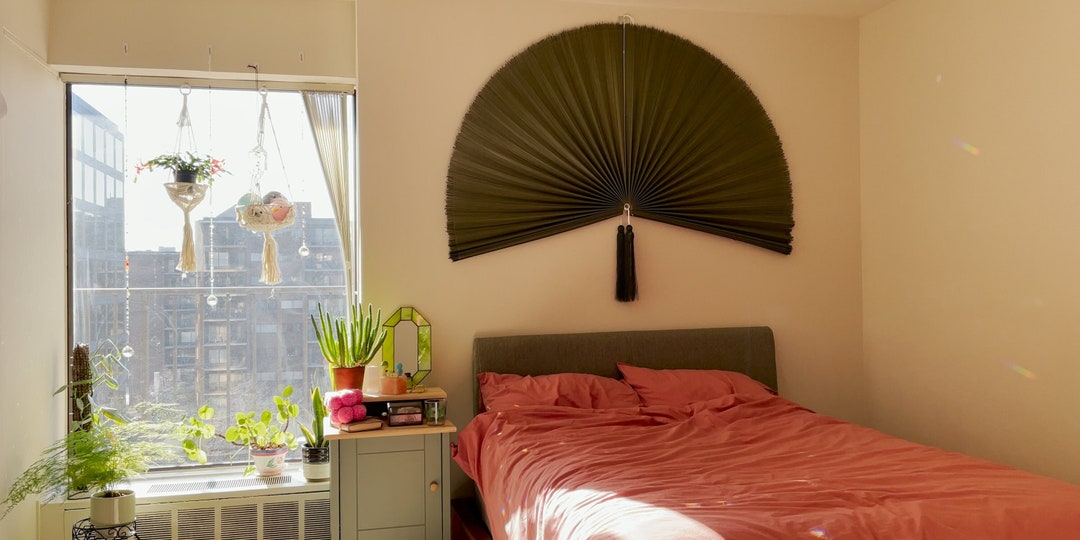 Bamboo Folding Wall Fan Décor, Giant Bamboo Fan Headboard With Tassel