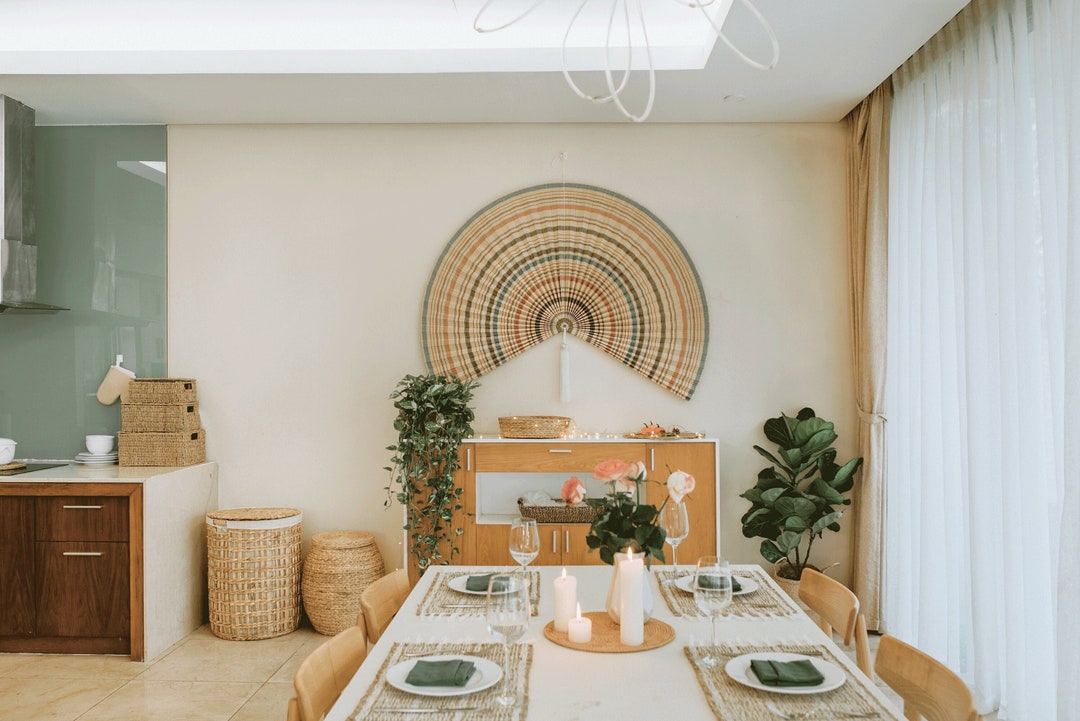 Bamboo Folding Wall Fan Décor, Giant Bamboo Fan Headboard With Tassel