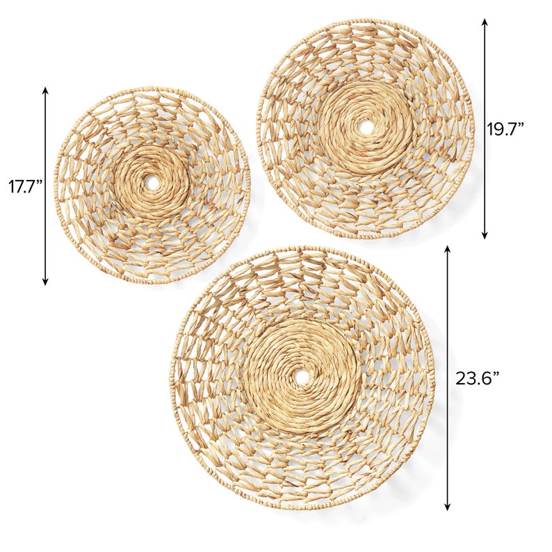 Natural Wicker Wall Basket Décor Set of 3 Round Water Etsy