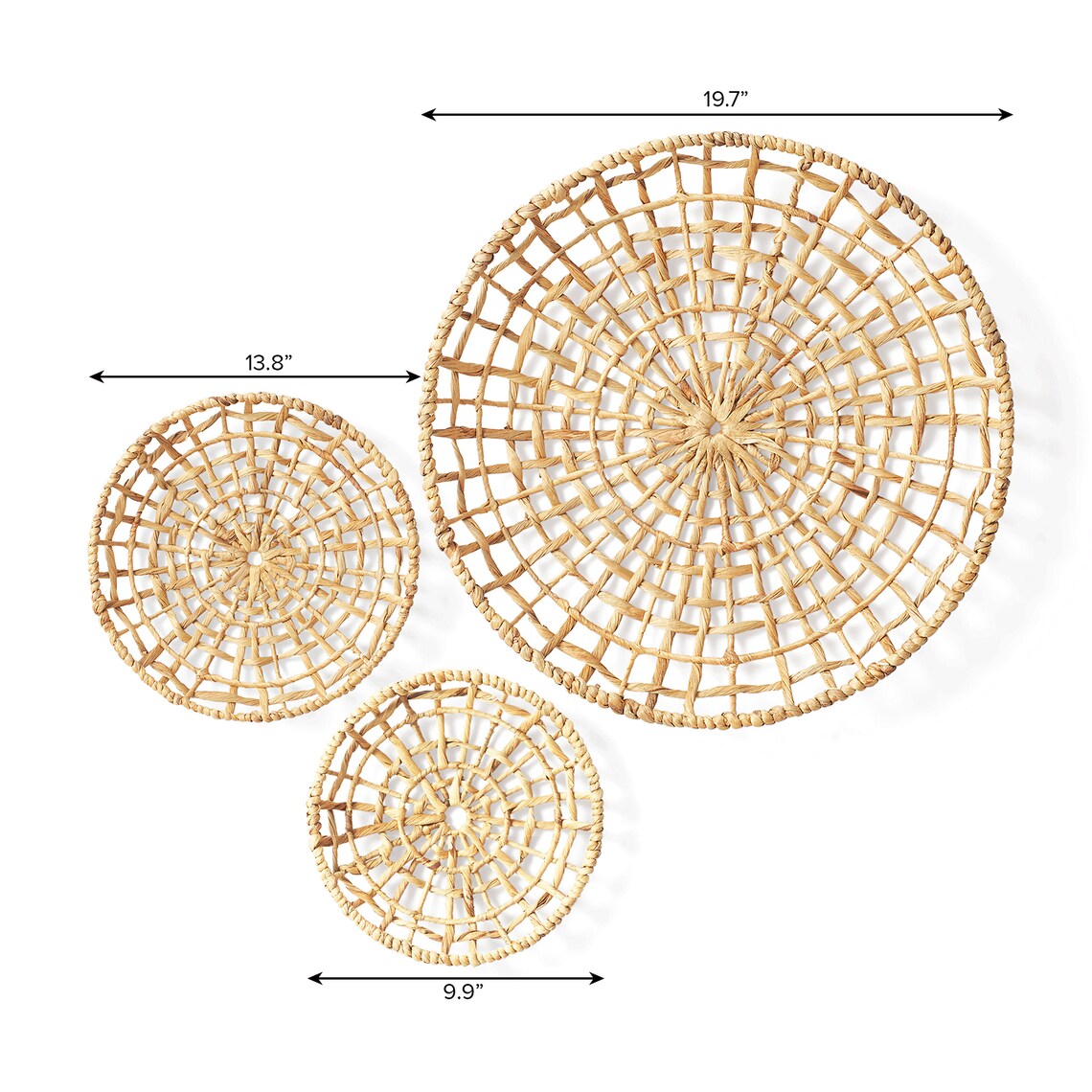 Large Natural Wicker Wall Décor Set of 3 Hanging Woven Water Etsy