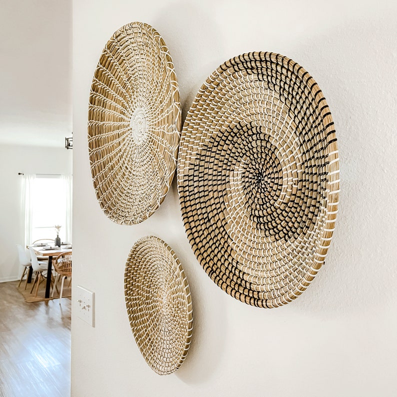 Natural Seagrass Wall Basket Décor Set of 3 Wicker Wall Etsy
