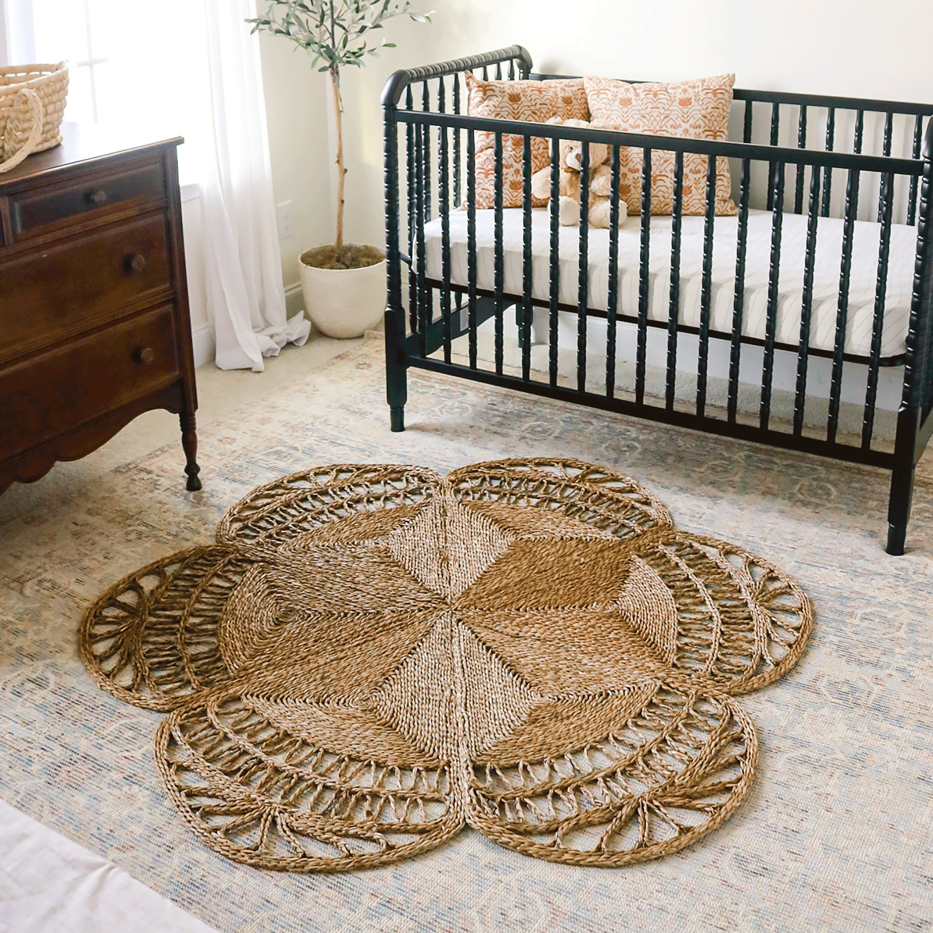 Alfombra redonda de yute natural D59, alfombra de hierba marina tejida  grande, alfombra de mimbre de fibra circular, alfombra trenzada Boho  decoración del hogar para dormitorio o sala de estar 