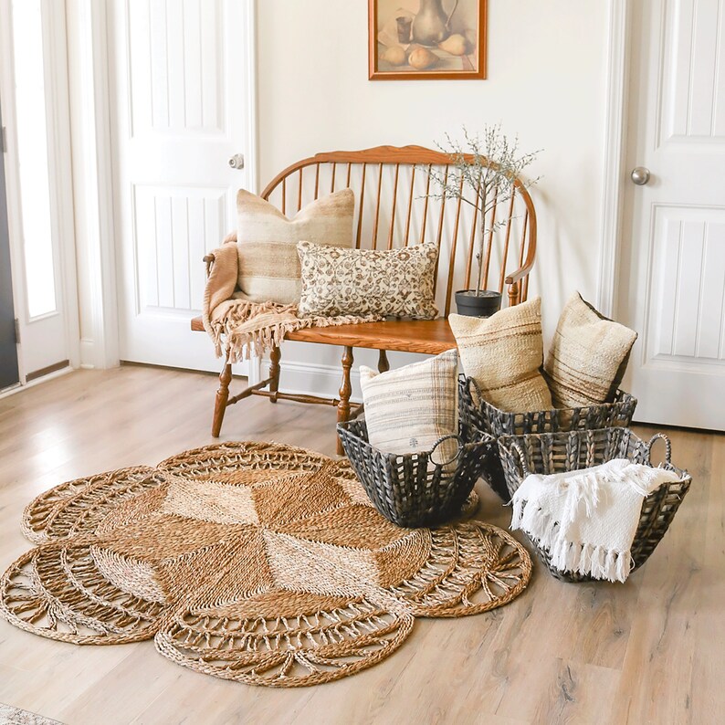 Large Wicker Storage Basket Set of 3 Water Hyacinth Storage Etsy