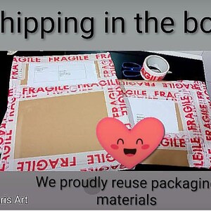 shipping in the box. we proudly reuse packaging materials