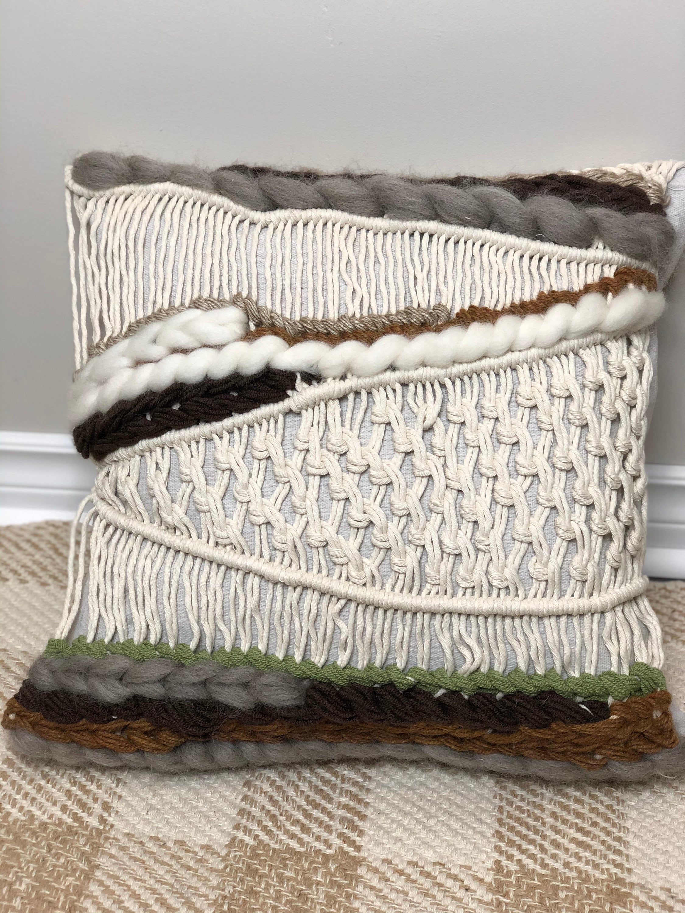 Macrame Pillow Case/modern Macrame/fiber Art/textile Etsy