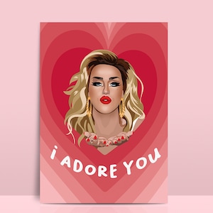 RuPaul Drag Race US carte de Zazzle.be Liste d'envies Vous avez des idées ? RPDR | J'adore Delano | LGBTQ | Je t'adore | Drag Queen | Carte de Saint-Valentin | Fan art | Fierté | Cadeau pour elle