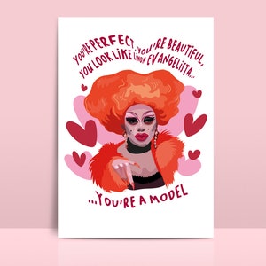 RuPaul&#39;s Drag Race All stars Last minute gift Drag Queen Cards Valentina Jinx Fan Art print yourself Funny love card RPDR Linda Evangelista