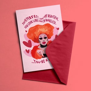 RuPaul's Drag Race VS | RPDR | LHBT | Last-minute cadeau | Dragqueen | Homokaarten | Valentina | Fanart om zelf af te drukken | Grappige liefdeskaart