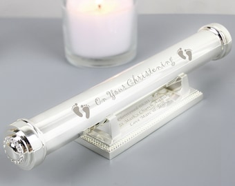 Personalised Christening Engraved Silver Plated Certificate Holder Ideal for Christening and New Borns.....