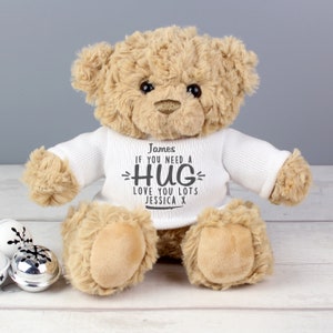 Personalised Teddy Bear 'If You Need A Hug' Teddy Bear Gift For Loved Ones, Valentine's Day, Gifts For Girlfriends, Daughters, Mums, Grandma