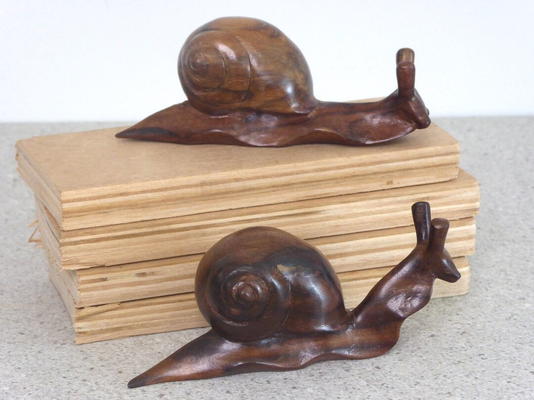 Wooden Snails Hand Carved Snails Hibiscus Wood SECONDS Set of Etsy