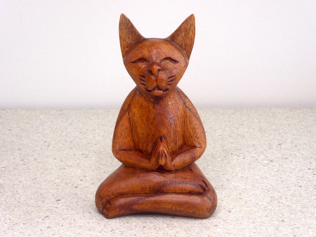 Bottega Michelangeli, sculpture de chat en bois, années 70 | Arta Plaza