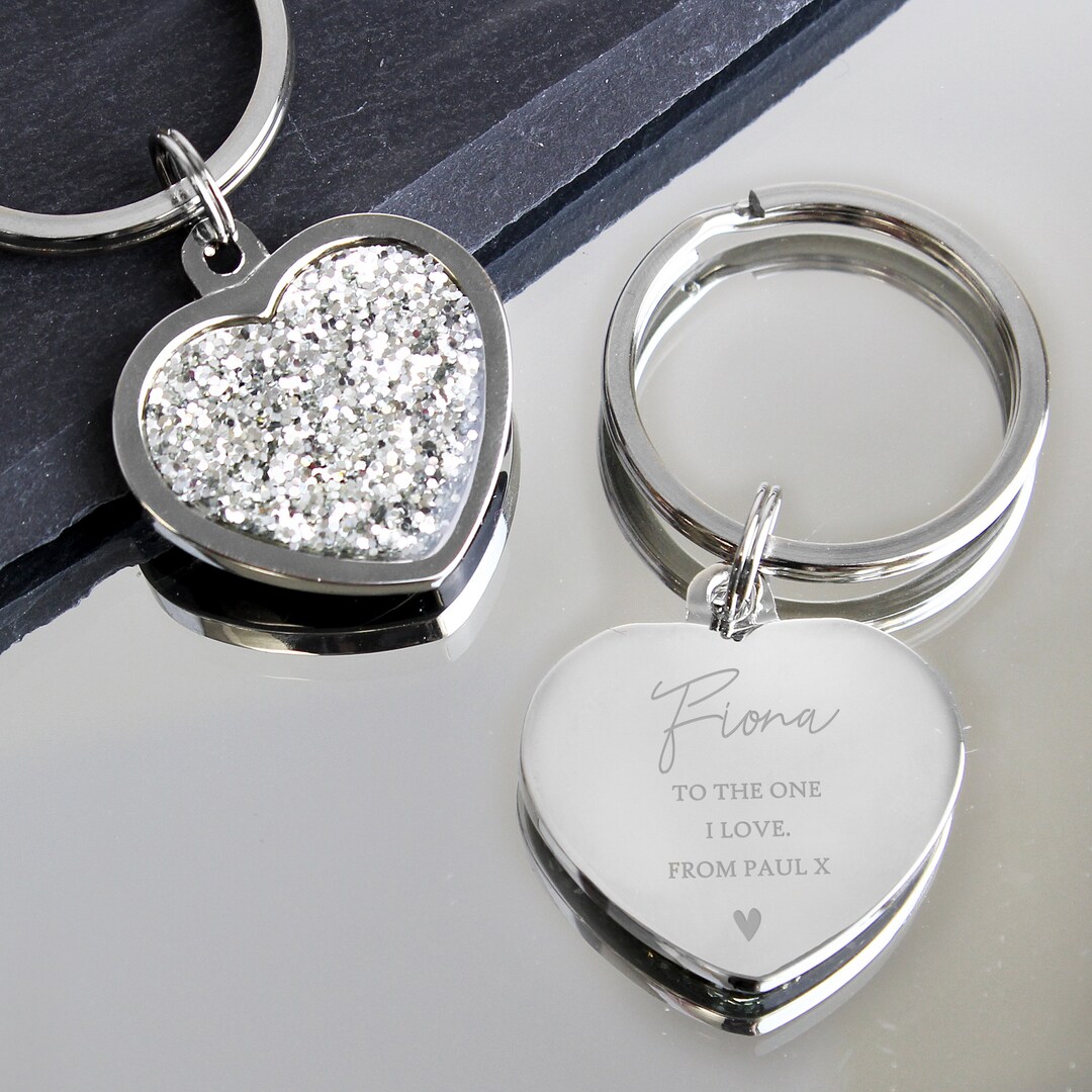 Key Ring Sentiment Personalised Keyring, Name and Message, Diamante Heart Keepsake Gift ...