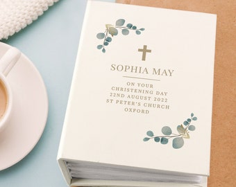 Personalised Botanical Cross 6x4 Photo Album with Sleeves Ideal for Christenings, Holy Communions or Baptisms.....