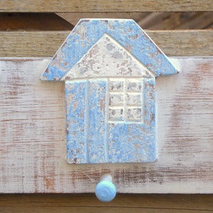 Nautical Beach Hut Wooden Peg Hooks Rail Handmade Small Coat Clothes Bag Hanger Rack.. image 3