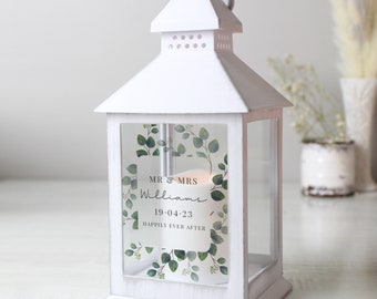 Personalised Botanical Lantern White LED Home Decor Weddings Anniversaries Birthdays Christmas Valentine's Day.....