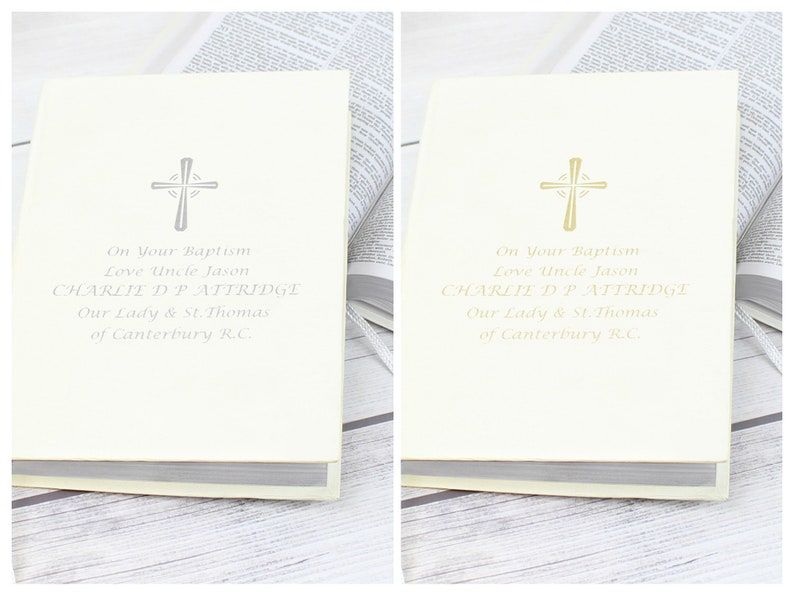 Personalised Bible Gold Or Silver Companion Holy Bible Eco-friendly Christening Baptism New Baby Gift..... image 1