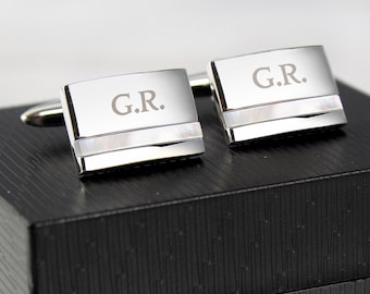 Personalised Engraved Cufflinks Mother of Pearl Gifts For Him.....