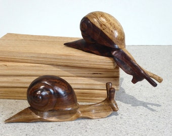 Wooden Snails Hand Carved Snails Hibiscus Wood SET OF 2.....