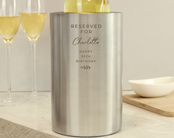 Personalised Wine Cooler Free Text A Modern, brushed, stainless steel wine cooler that will grace any table.....