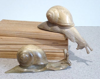 Wooden Snails Hand Carved Snails Hibiscus Wood SET OF 2.....