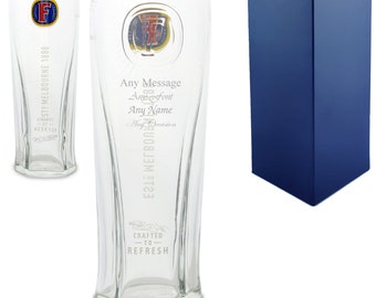 Personalised Engraved Fosters Pint Glass With Gift Box - Any Message Engraved Pint Glass.....
