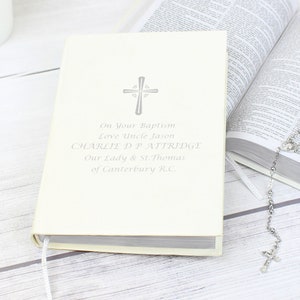 Personalised Bible Gold Or Silver Companion Holy Bible Eco-friendly Christening Baptism New Baby Gift..... Silver