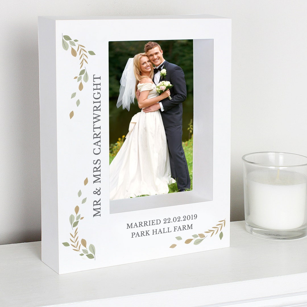 Personalised Fresh Botanical 5x7 Box Photo Frame. Wedding Picture Frame ...