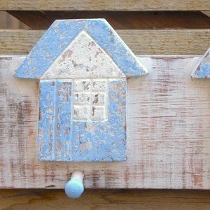 Nautical Beach Hut Wooden Peg Hooks Rail Handmade Small Coat Clothes Bag Hanger Rack.. image 2