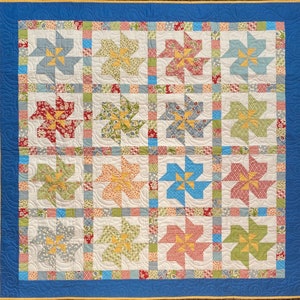 Twisted Flowers Quilt Kit which includes the Pattern, Instructions, and Tensisters Handicraft EasyPiecing Grid, (No Fabric)