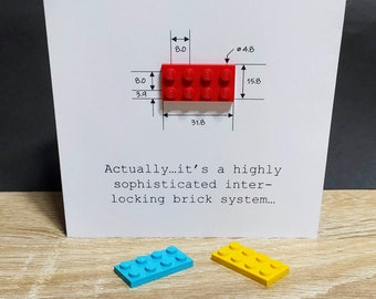 Card with genuine LEGO® pieces with technical measurements. It's not a toy, it's a sophisticated system! Perfect for AFOLs - Customise!