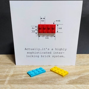 Card with genuine LEGO® pieces with technical measurements. It's not a toy, it's a sophisticated system! Perfect for AFOLs - Customise!