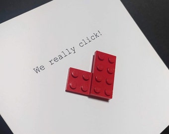 Anniversary / Valentine Card "We Really Click!" with Real LEGO® pieces