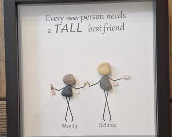 Personalized Pebble Art Friend Gift - Framed Friendship Present