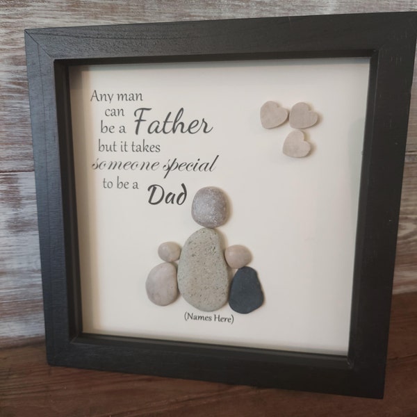 Father's Day Pebble Art - Framed Pebble Art - Handmade - Personalised Gift - Pebble Picture - Father Gift