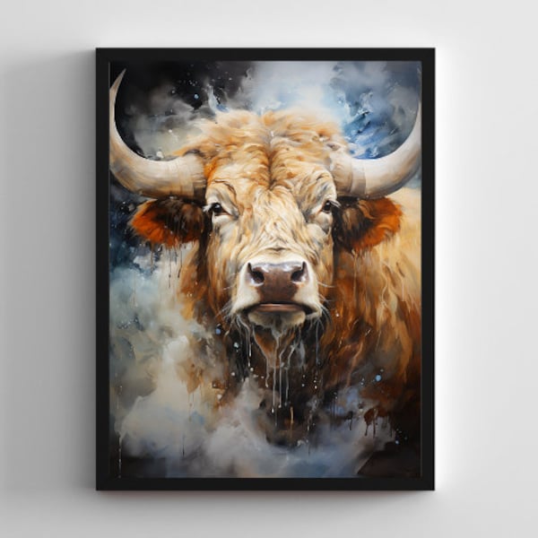 tableau bison blanc art digital cadeau décoration