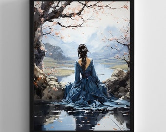 Gift poster the unknown woman of the lake portrait in ink