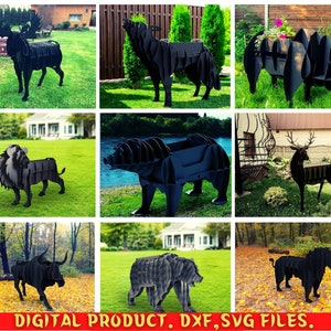 9 pcs set of animal bbq & flower stand, cnc laser and plasma cutting plan, dxf file.