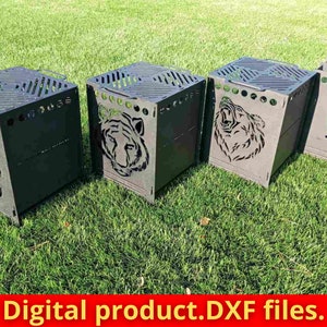 Bundle 4 Stk. Feuerstelle, BBQ Barbecue Dxf, SVG-Dateien für Plasma, Laser, Grill, zusammenklappbar, faltbar, Mangal, Camping.
