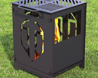 Fire pit "World of Tanks"BBQ Barbecue Dxf files for plasma,laser,Grill,Collapsible,Foldable,Mangal,Camping.V8