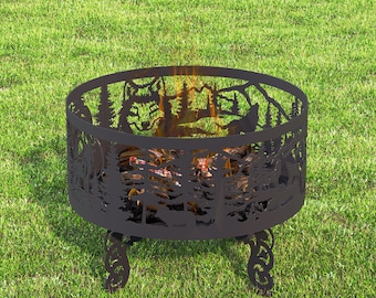 Fire Bowl.Forest animals.DXF file cnc laser and plasma cutting plan.V1