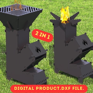 Rocket Stove Fire Pit,Grill BBQ Barbecue Dxf files for plasma,Mangal Collapsible,Foldable,Plasma,Laser,Camping.