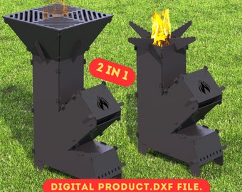 Rocket Stove Fire Pit, Grill BBQ Barbecue Fichiers Dxf pour plasma, Mangal pliable, pliable, plasma, laser, camping.